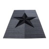 Tapis design star etoile gris noir à courtes mèches Markus