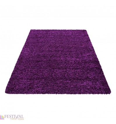 Tapis shaggy lila moderne tapis design uni en polypropylène VASCO
